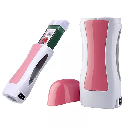 Vaksācijas komplekts ar sildītāju, vasku kasetē un strēmelēm, rozā-balts