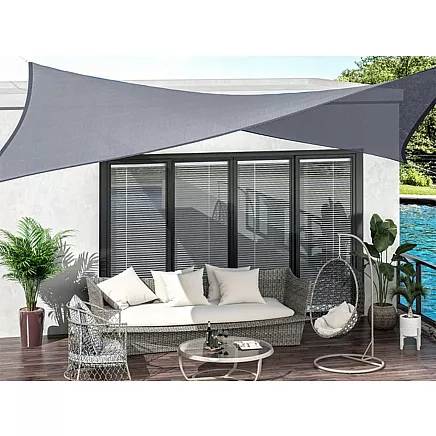 Dārza Ūdensizturīgs Saulessargs Markīze Bura Nojume Tents 4x3m, Pelēks