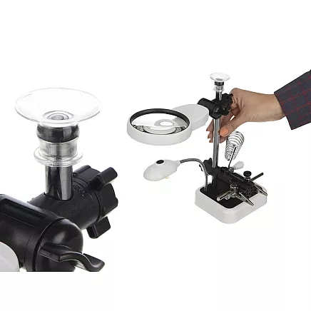 Third hand soldering kit magnifying glass holder 6 led