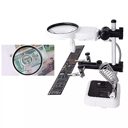 Third hand soldering kit magnifying glass holder 6 led