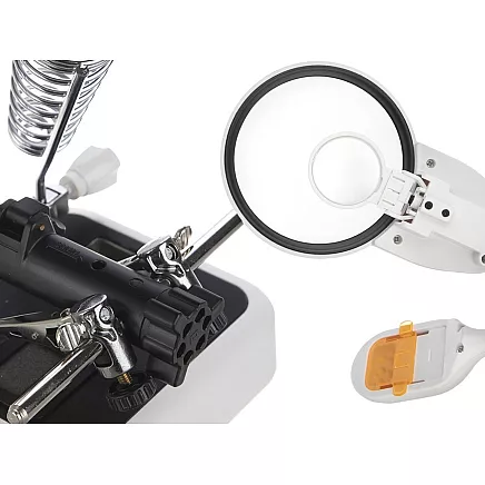 Third hand soldering kit magnifying glass holder 6 led