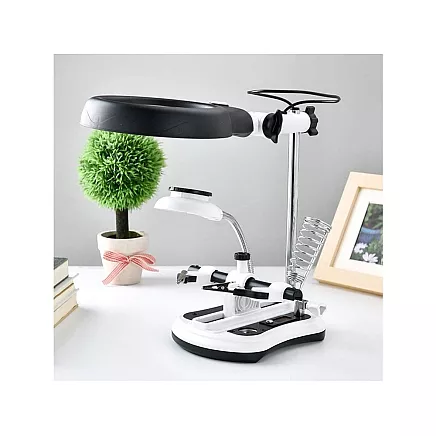 Third hand soldering kit magnifying glass holder led