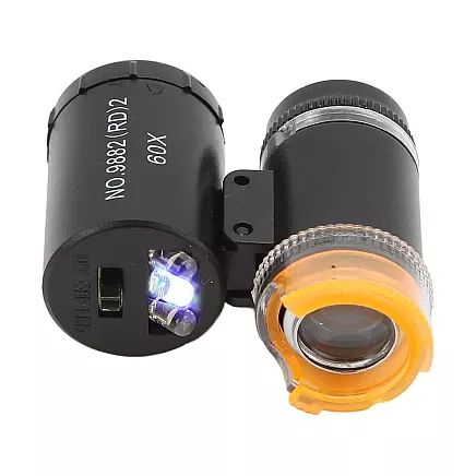 Pocket microscope jewelers magnifier 2 led uv