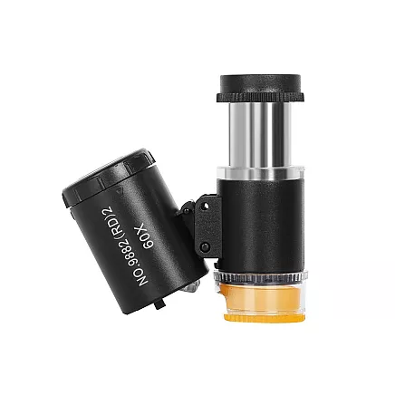 Pocket microscope jewelers magnifier 2 led uv