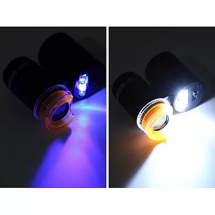 Pocket microscope jewelers magnifier 2 led uv