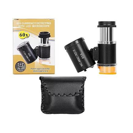 Pocket microscope jewelers magnifier 2 led uv