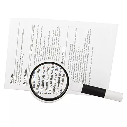 Klasiskā lupa ar 6x palielinājumu, 65 mm, melnbalta