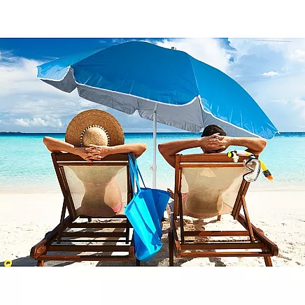 Liels Dārza Pludmales Lietussargs Saulessargs ar Aizsardzību pret UV Stariem, 210cm