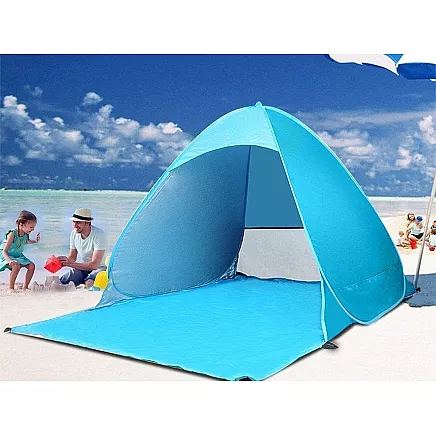 Pašatverams pludmales telts ar UV aizsardzību, liela, zila