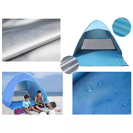 Pašatverams pludmales telts ar UV aizsardzību, liela, zila