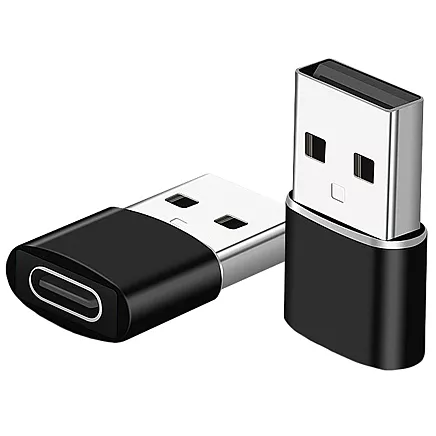 OTG adapteris USB-A uz USB-C datu pārsūtīšanai un uzlādei, melns