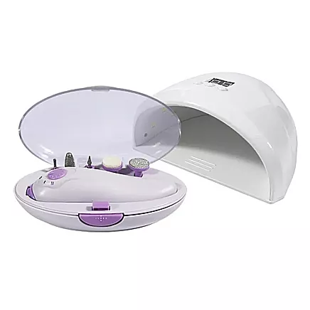 Manikīra un pedikīra aparāts, nagu frēze, ar 12 W UV/LED lampu, ar 5 uzgaļiem