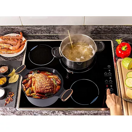 Dziļais katliņš ar vāku un nepiedegošu pārklājumu, 4,55 l, lietais alumīnijs