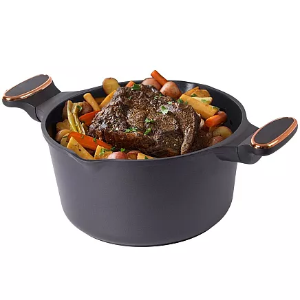 Dziļais katliņš ar vāku un nepiedegošu pārklājumu, 7 l, lietais alumīnijs