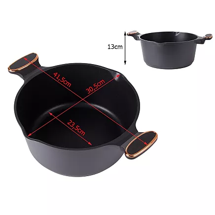 Dziļais katliņš ar vāku un nepiedegošu pārklājumu, 7 l, lietais alumīnijs