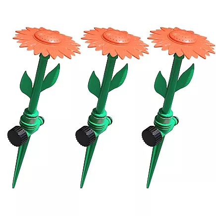 Dārza laistītājs ar saulespuķes uzgali, ar iespiežamu kātu, sarkans/zaļš