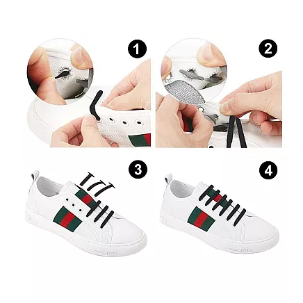 Silicone shoe laces without binding 16pcs