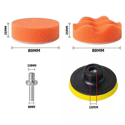 Set of polishing sponges pads for drill 80mm