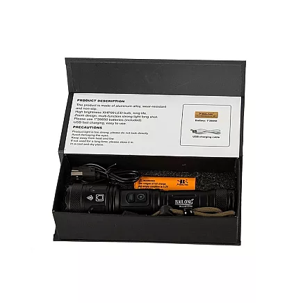 Taktiskā LED lukturis Bailong L-27 ar CREE XHP160, COB, Power Bank