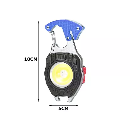 Daudzfunkcionāls atslēgu piekariņš 8-in-1 ar COB LED lukturīti un šķiltavām
