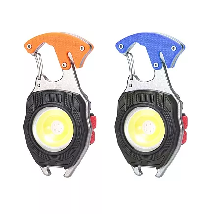 Daudzfunkcionāls atslēgu piekariņš 8-in-1 ar COB LED lukturīti un šķiltavām