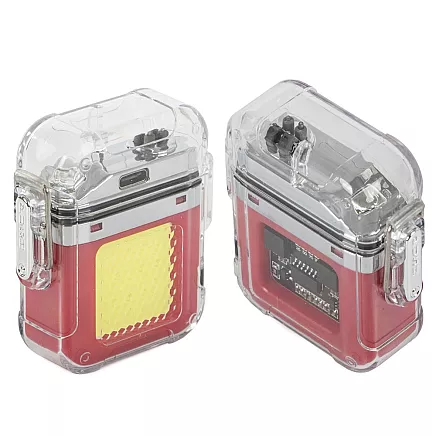 Uzlādējama plazmas šķiltava ar LED lukturīti, ūdensizturīga, USB