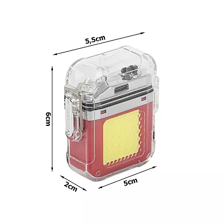 Uzlādējama plazmas šķiltava ar LED lukturīti, ūdensizturīga, USB