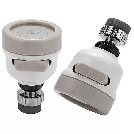 Grozāms jaucējkrāna ūdens aerators ar 3 strūklām, plastmasa, krēmkrāsas