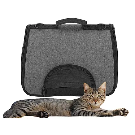 Liela transportēšanas soma kaķim un sunim, pelēka