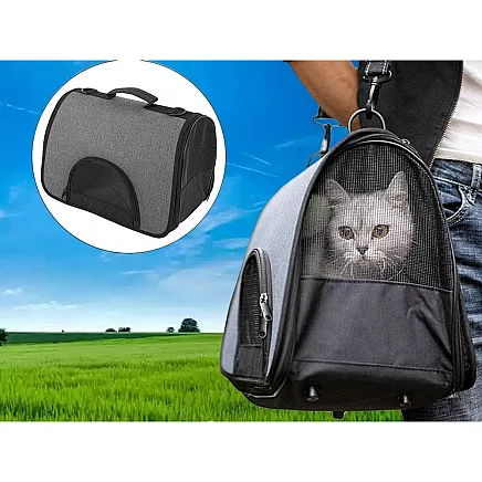 Liela transportēšanas soma kaķim un sunim, pelēka