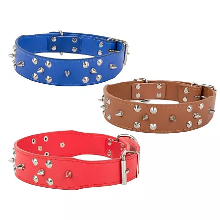 Studded dog collar eco leather adjustable xl