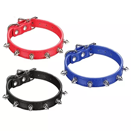 Studded dog collar eco leather adjustable m