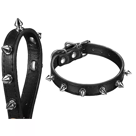 Studded dog collar eco leather adjustable m