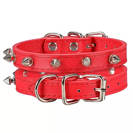 Studded dog collar eco leather adjustable m