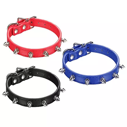 Studded dog collar eco leather adjustable l
