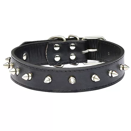 Studded dog collar eco leather adjustable l