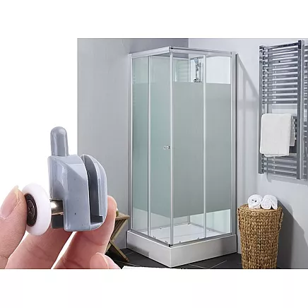 Durvju rullīšu komplekts duškabīnēm, 8 gab., pelēks/balts