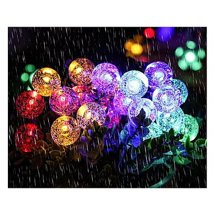 Садовая струна 20 светодиодных ламп солнечные разноцветные автоматические