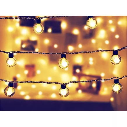 Saules dārza virtene ar 20 silti baltām LED lampiņām