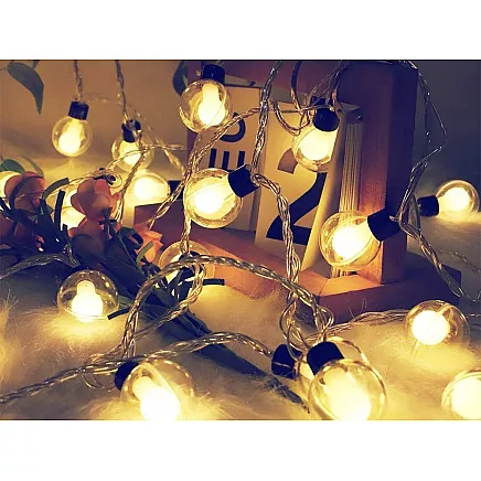 Saules dārza virtene ar 20 silti baltām LED lampiņām