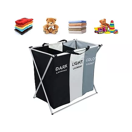 Veļas grozs ar 3 nodalījumiem 135L