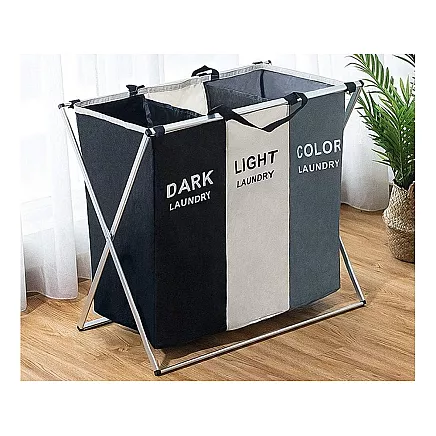 Veļas grozs ar 3 nodalījumiem 135L