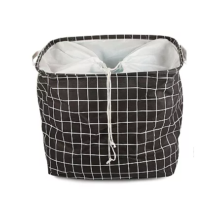 Liels salokāms veļas grozs ar rokturiem un aukliņas aizdari, 90L