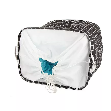 Liels salokāms veļas grozs ar rokturiem un aukliņas aizdari, 90L