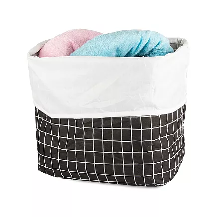 Liels salokāms veļas grozs ar rokturiem un aukliņas aizdari, 90L