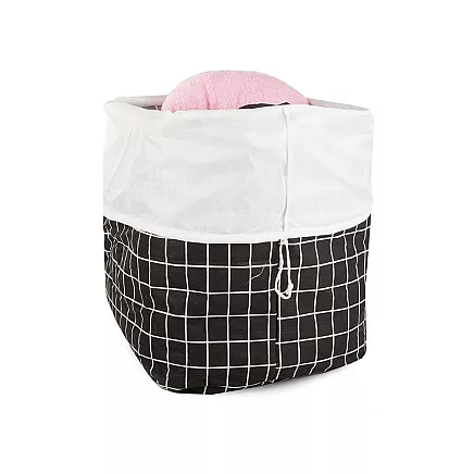 Liels salokāms veļas grozs ar rokturiem un aukliņas aizdari, 90L