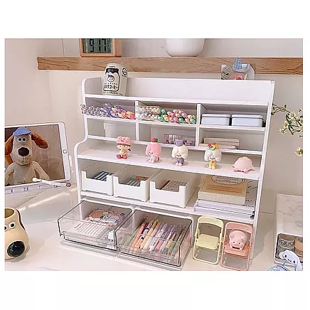 Galda organizators ar plauktiem balts plastmasas 42x47.5x17cm