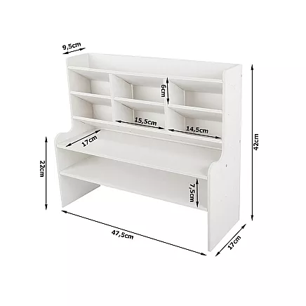 Galda organizators ar plauktiem balts plastmasas 42x47.5x17cm