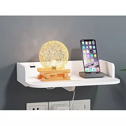 Wall-mounted book shelf flowers white matt