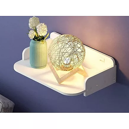 Wall-mounted book shelf flowers white matt